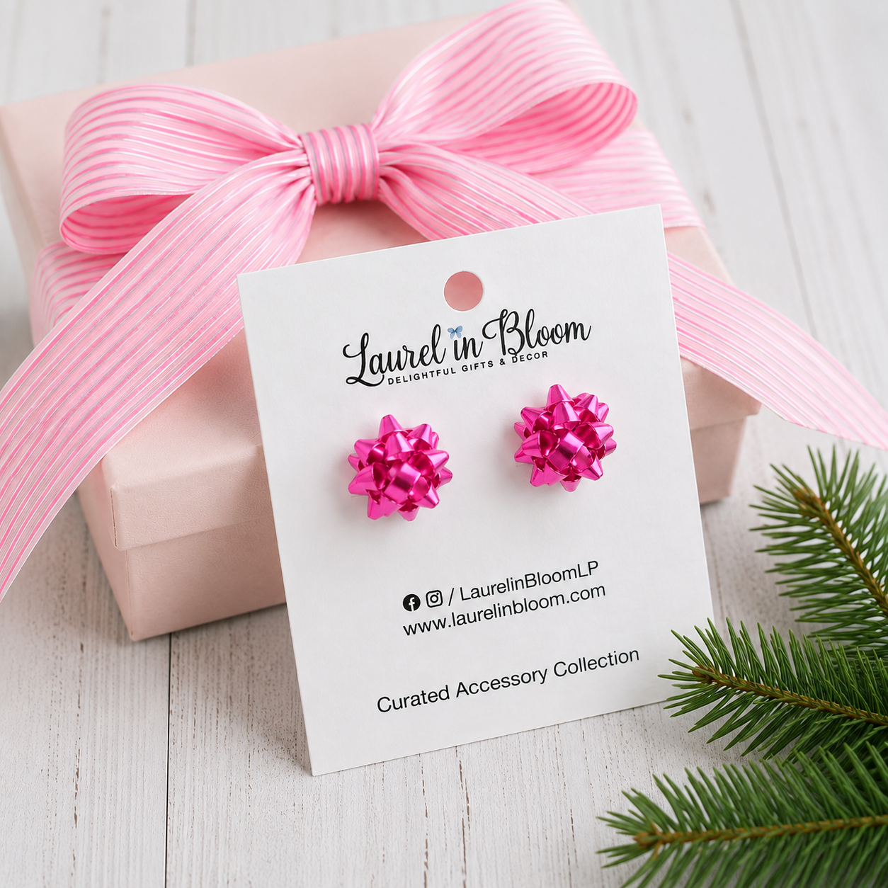 Merry & Bright Gift Bow Studs