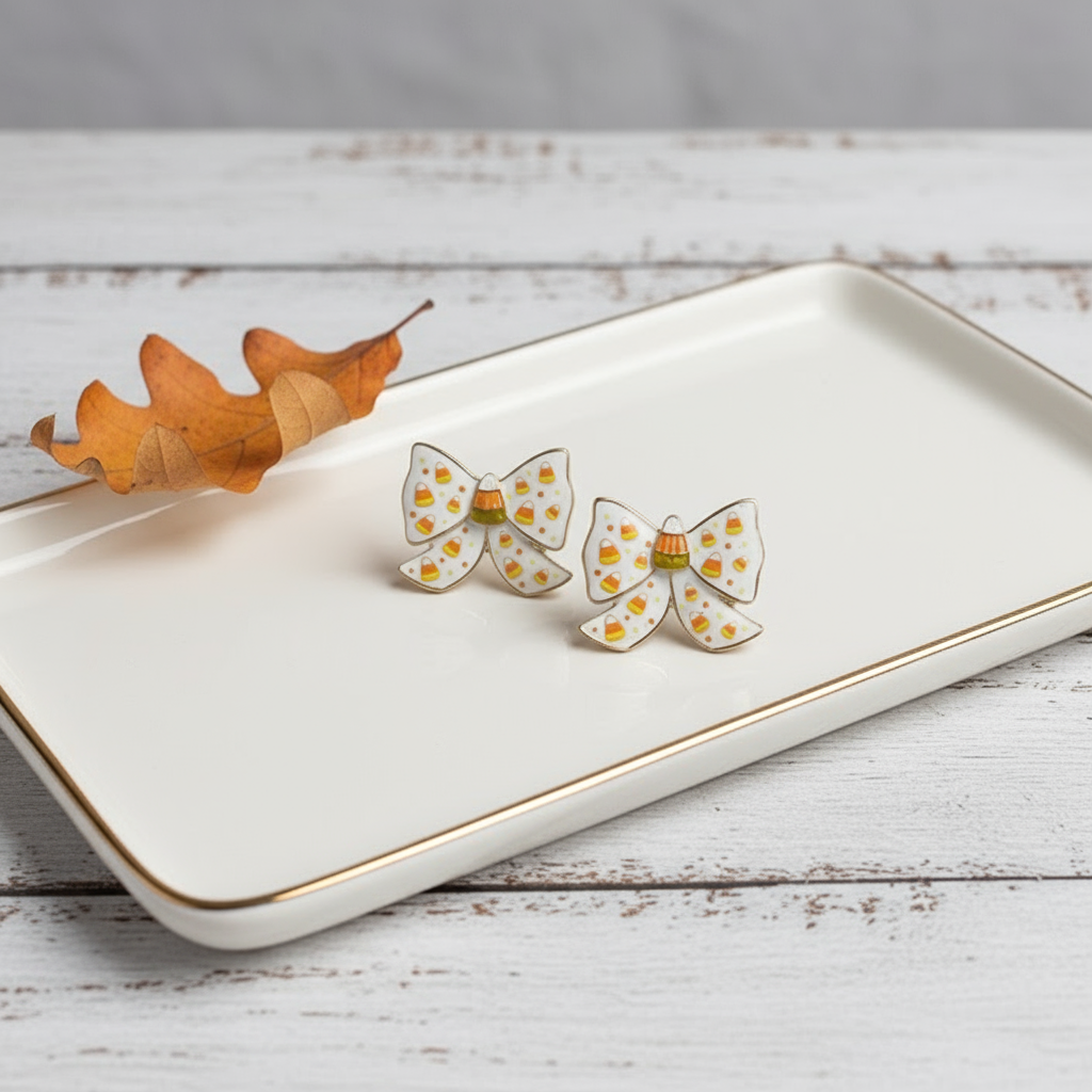 Candy Corn Bows Earrings
