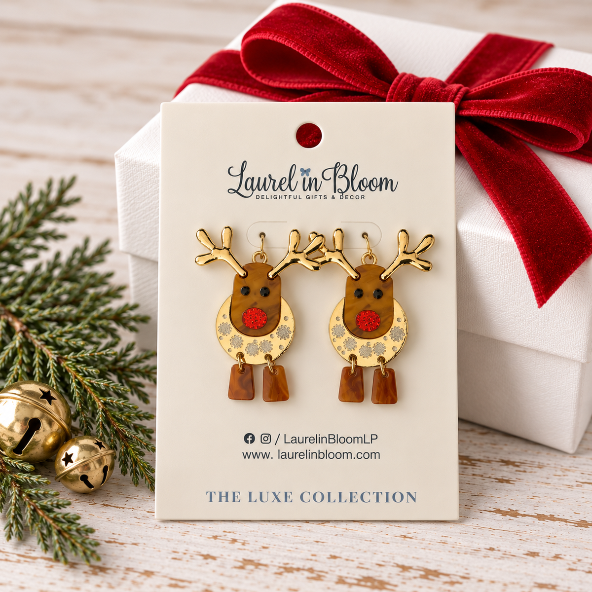 With Love, Rudolph Reindeer Earrings