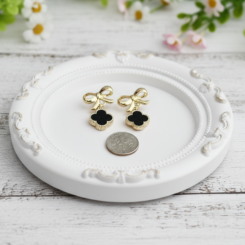 Ribbon & Clover Dangle Earrings