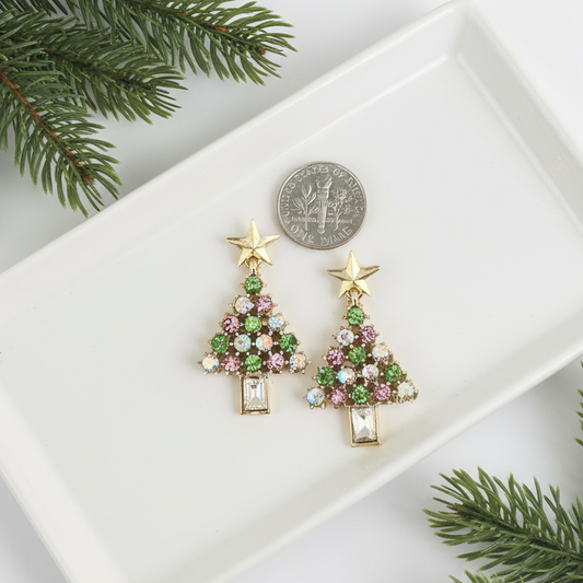 Blushing Baubles Christmas Tree Earrings