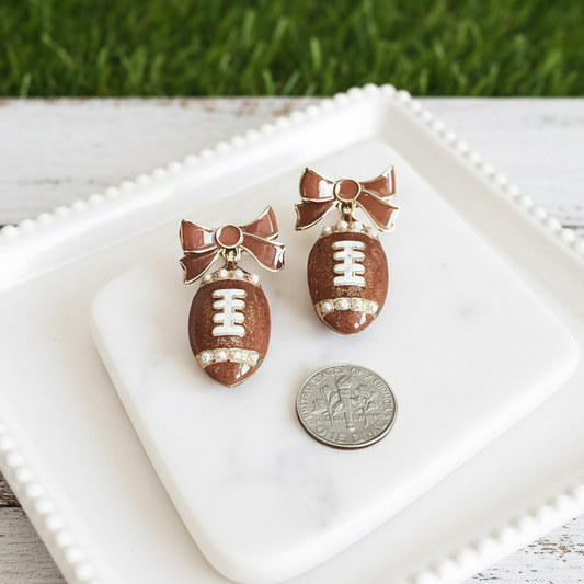 Footballs & Bows Earrings