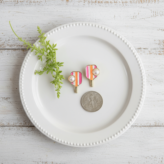 Pickleball Paddles & Pearls Earrings