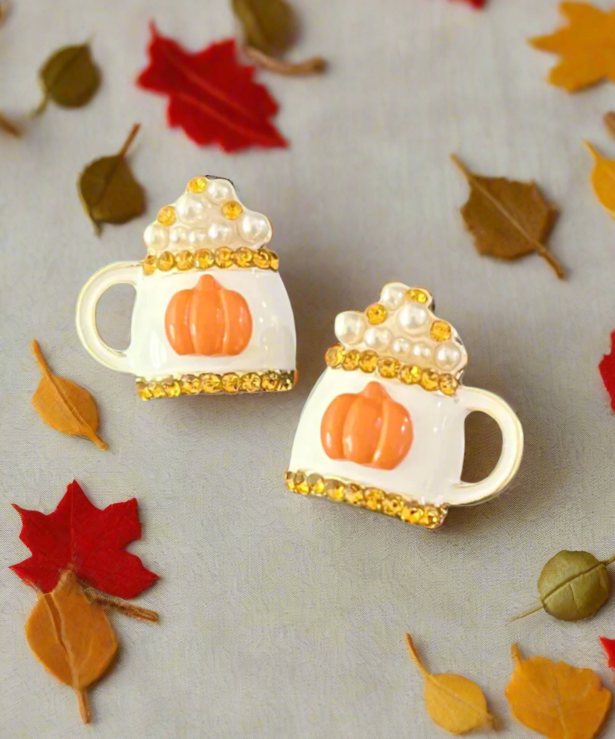 Pearly Pumpkin Latte Earrings