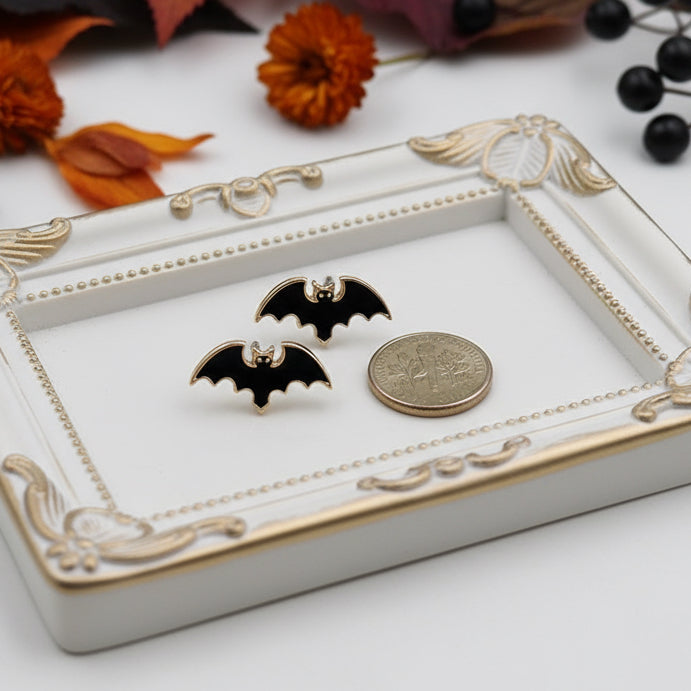 Golden Gaze Bat Earrings
