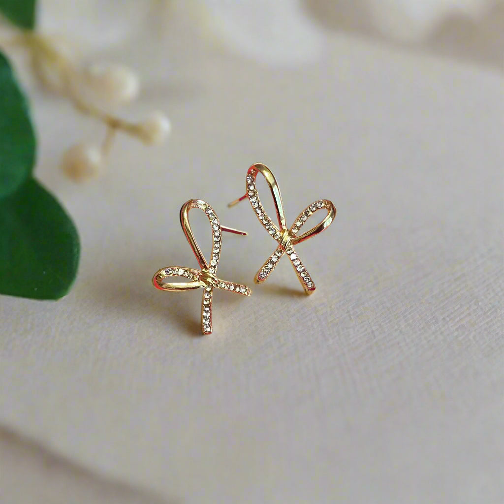 Channel Set Loose Bow Earrings