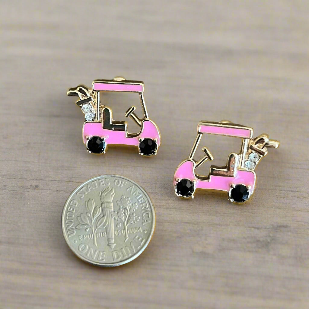 Cruisin’ on the Green Golf Cart Earrings