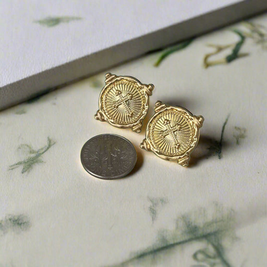 Intaglio Cross Earrings