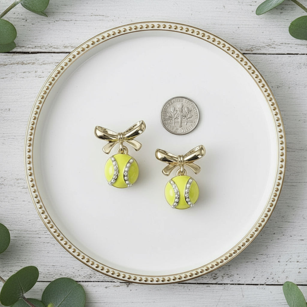 Tennis & Gold Bows Earrings