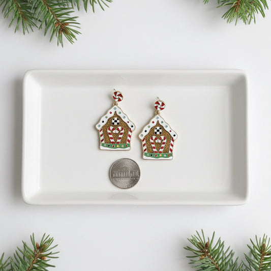 Sugar Shack Gingerbread Cottage Earrings