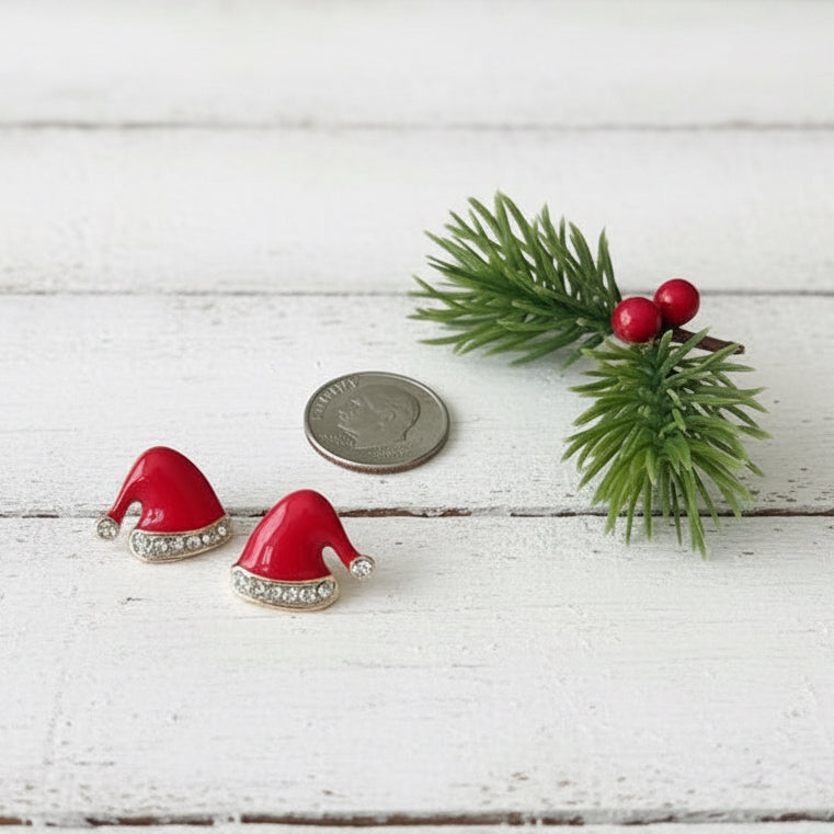 Sparklin’ Santa Hats Stud Earrings