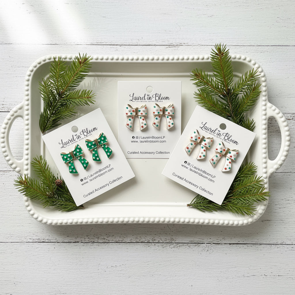 Dotted Delights Bow Earrings