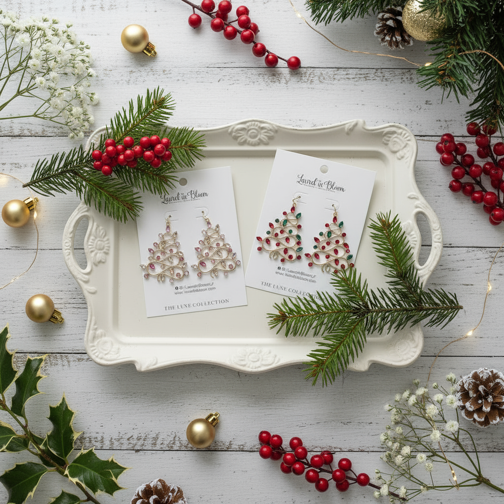 Retro Tinsel Tree Earrings