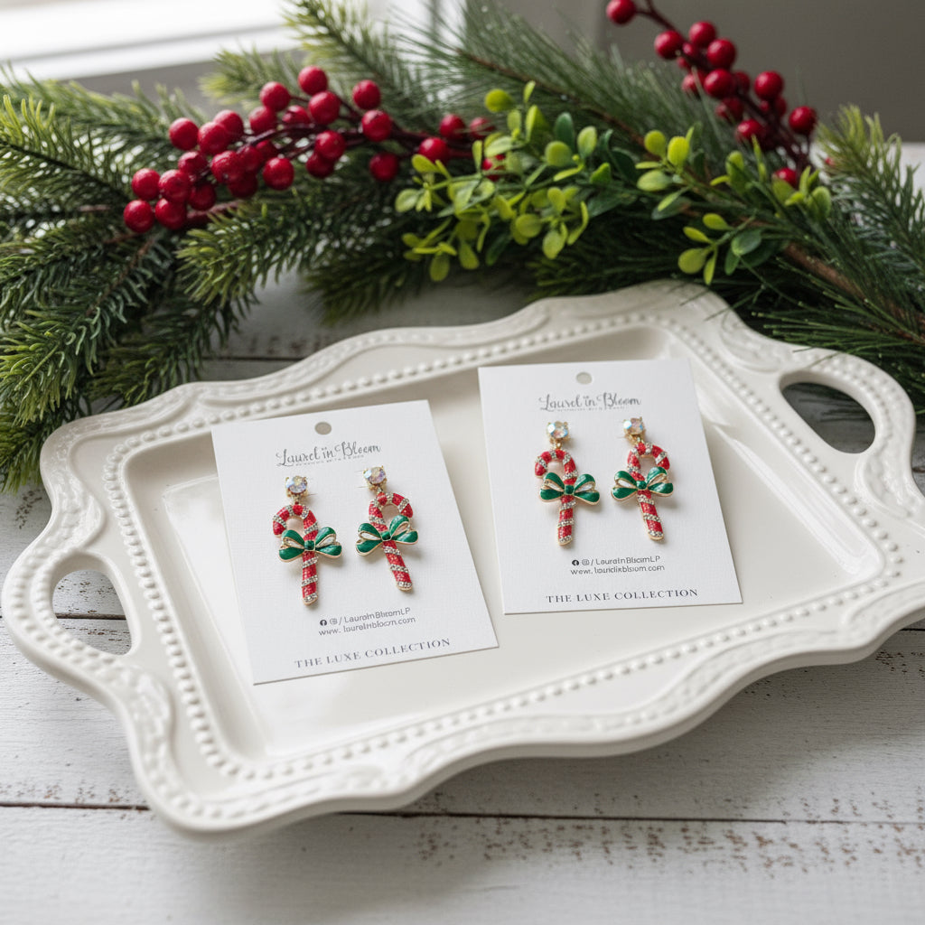 Peppermint Stick Candy Cane Earrings