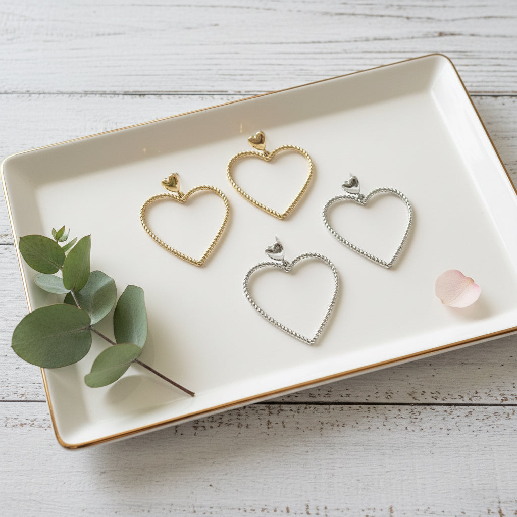 Sweetheart Rope Heart LUXE Drop Earrings