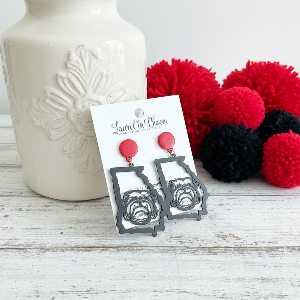 Georgia Pride Filigree Mascot Earrings