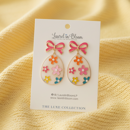 Blooms & Bows Easter Egg Earrings