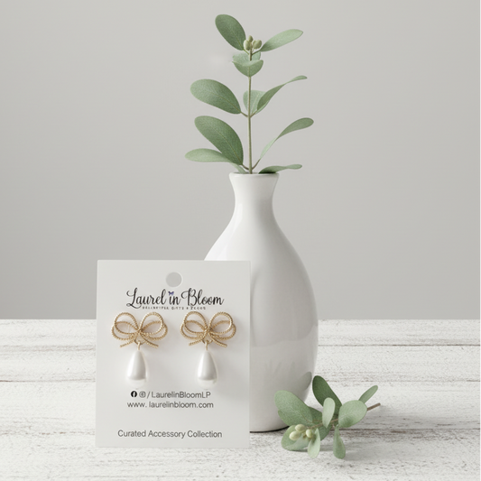 Double Rope Bows and Baroque Pearl Drop Earrings