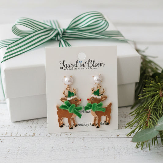 Dasher & Dancer Reindeer Drop Earrings