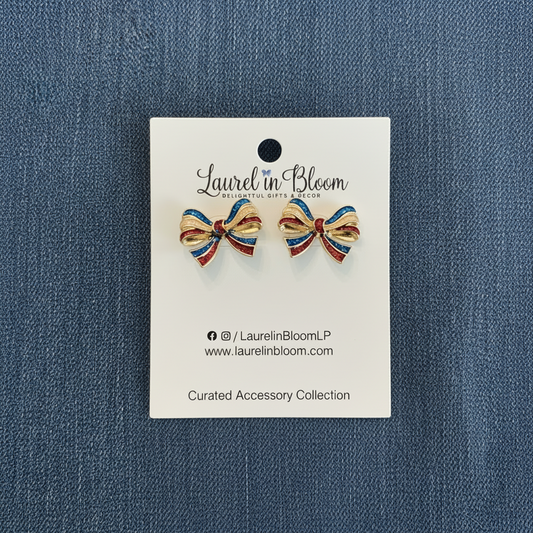 In Patriotic Style Bow Earrings