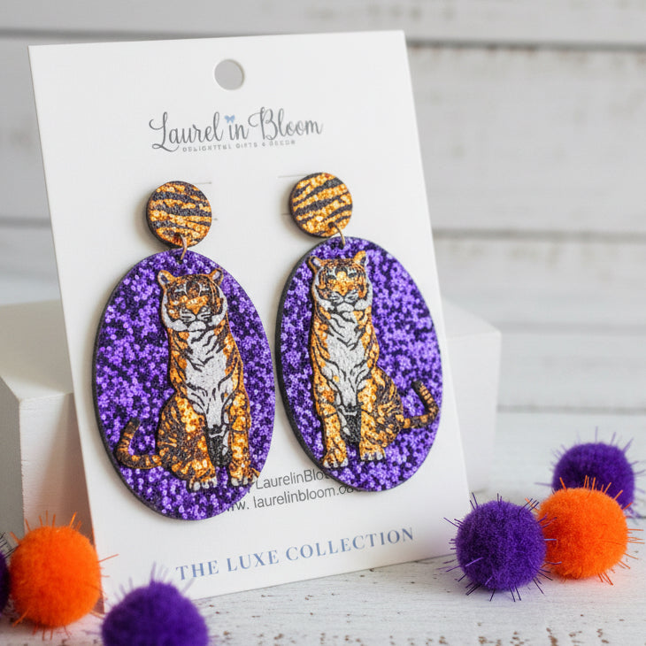 Quinn Glitter Mascot Oval Drop Earrings