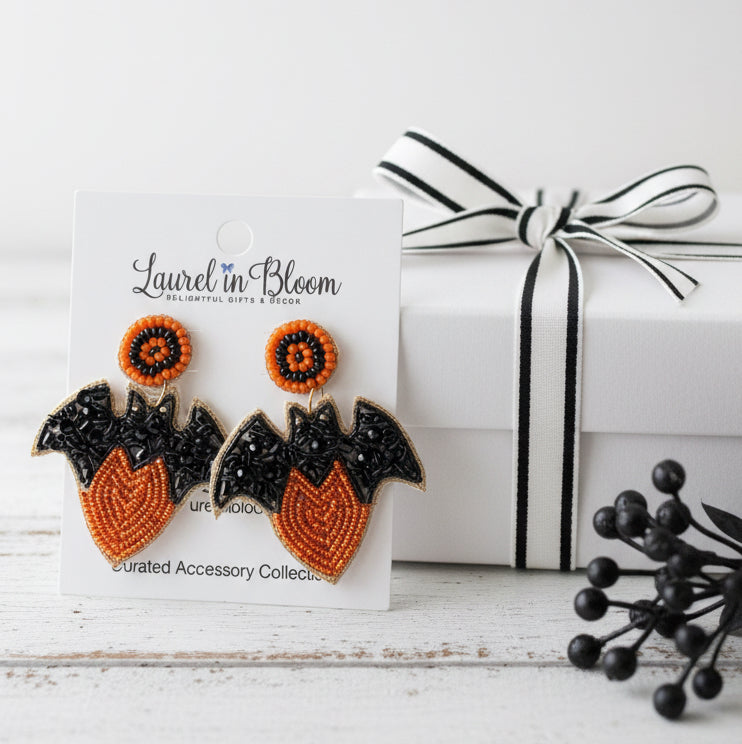 Love Bites Halloween Bat Earrings