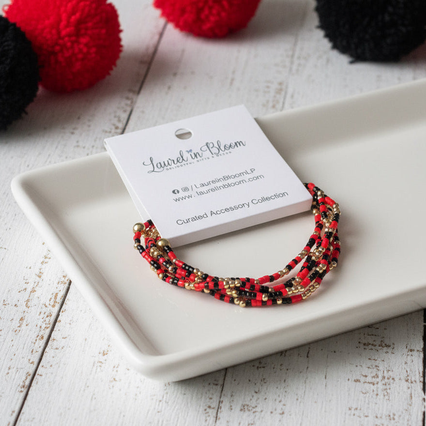 Game Day Multi Row Mini Seed Bead Bracelet