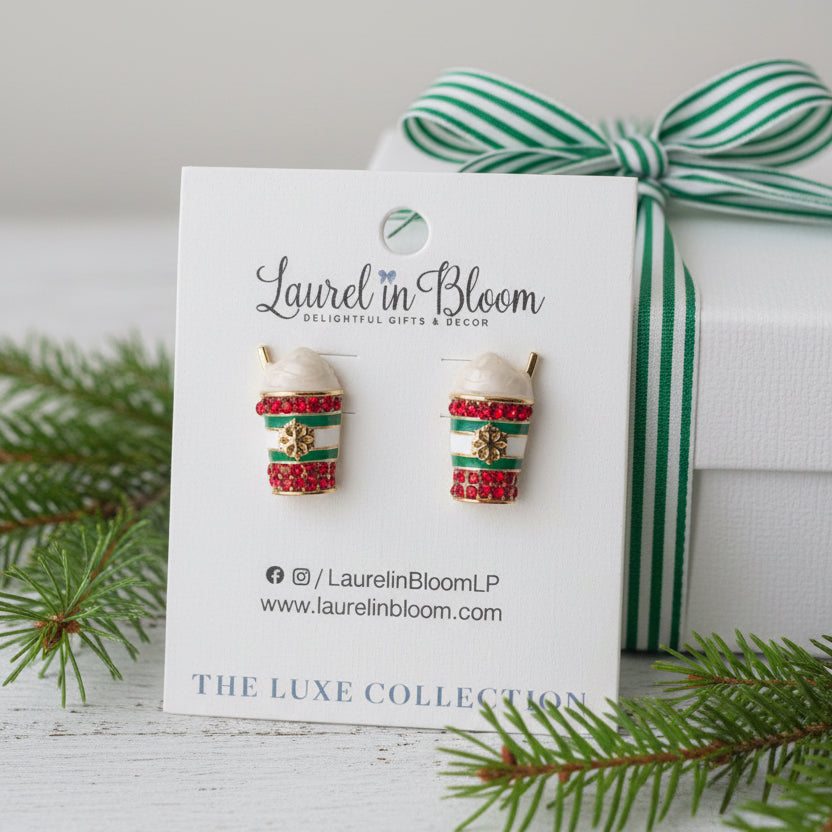 Peppermint Sparkle Latte Stud Earrings