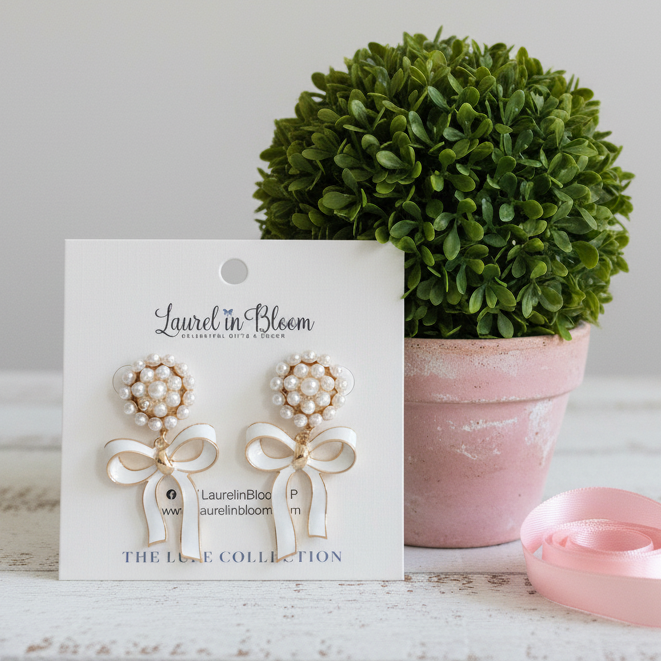 Adelaide Pearl Bow Drops