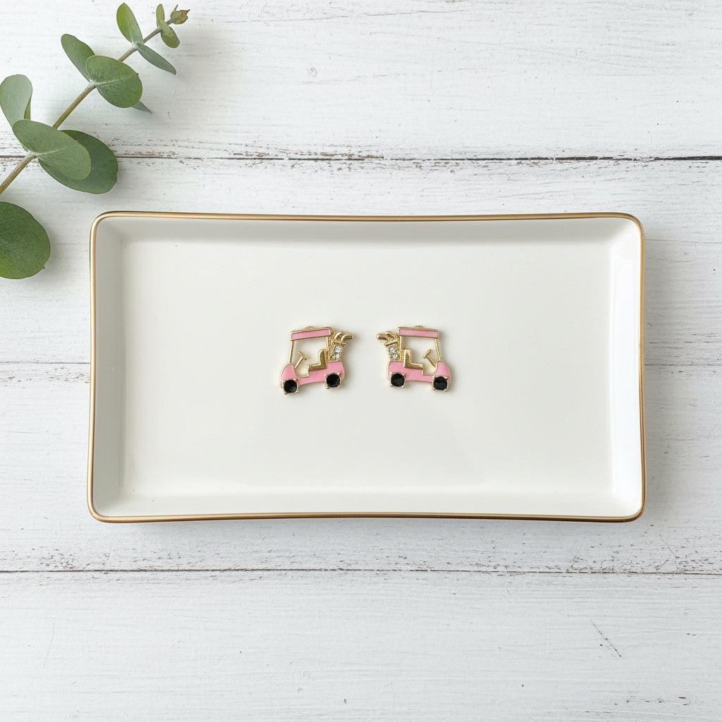 Cruisin’ on the Green Golf Cart Earrings