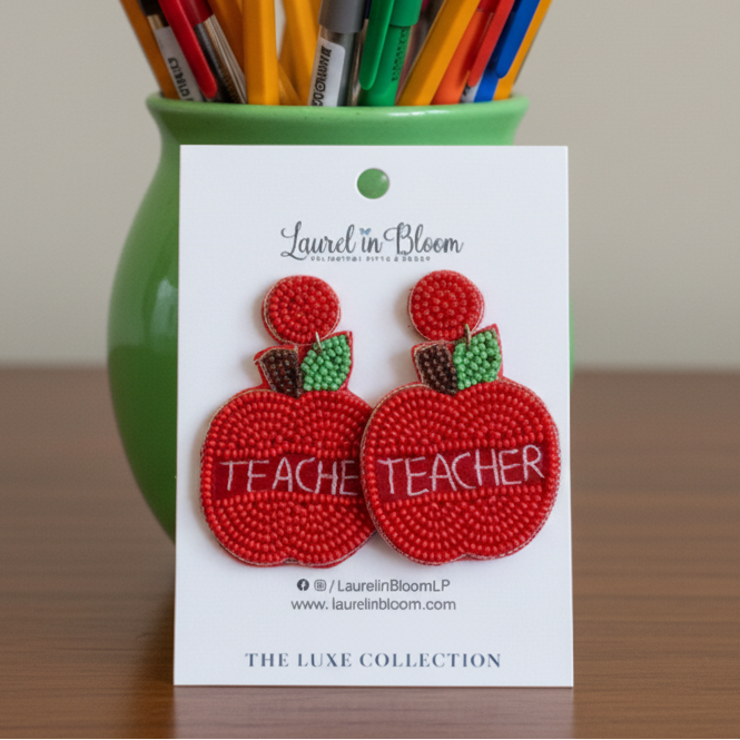 Apple of My Eye Teacher Drop Earrings