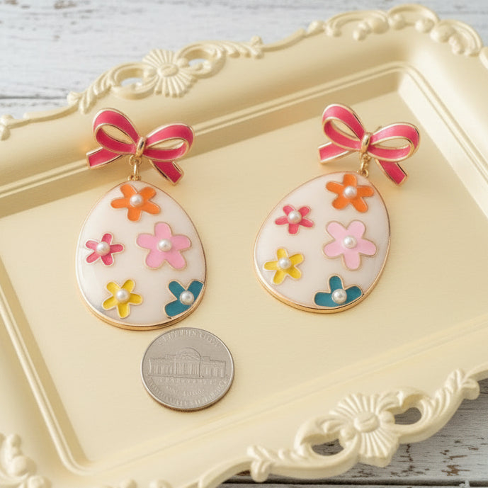 Blooms & Bows Easter Egg Earrings