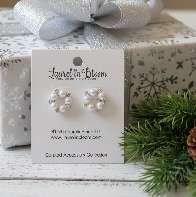 Winter Pearl Wreath Studs