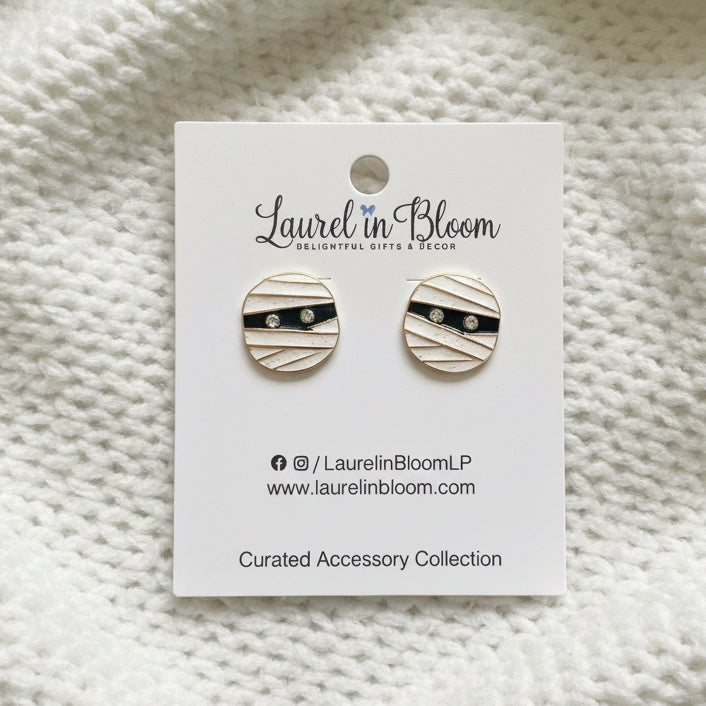 Wrapped in Style Crystal Mummy Earrings