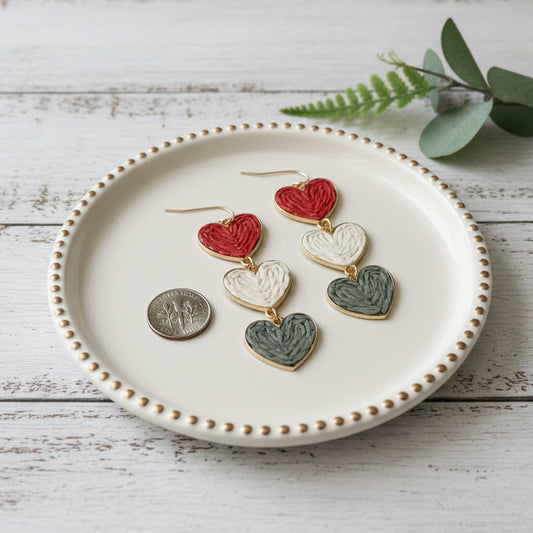 Hopeless Romantic Triple Heart Earrings