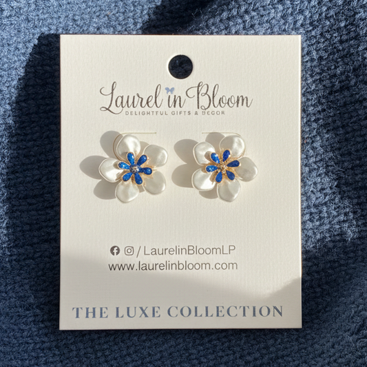 Camden Floral Blooms Earrings (Blue)
