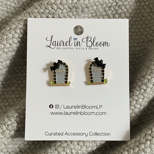 Rest in Peace Tombstone Earrings