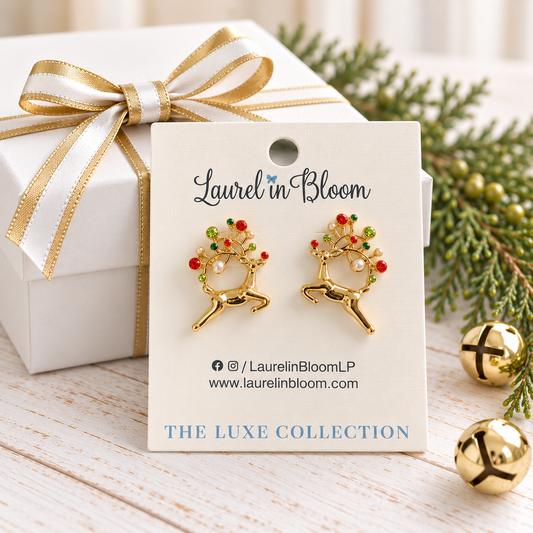 Dashing Through the Snow Reindeer Earrings