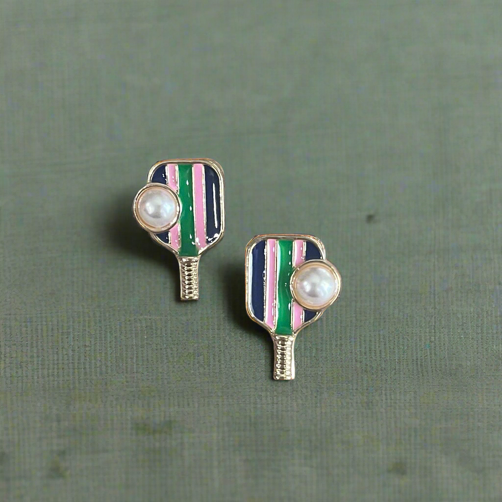 Pickleball Paddles & Pearls Earrings