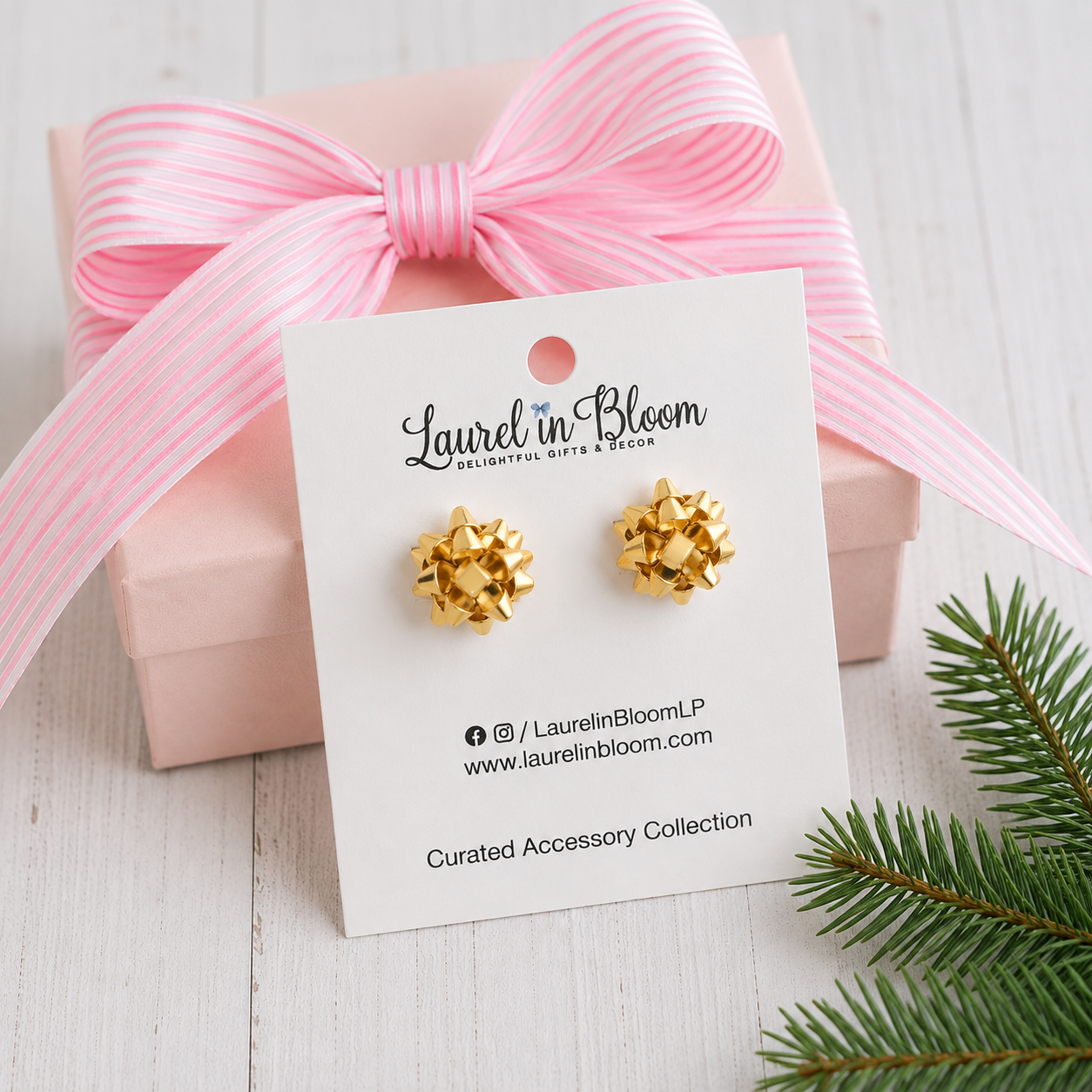Merry & Bright Gift Bow Studs