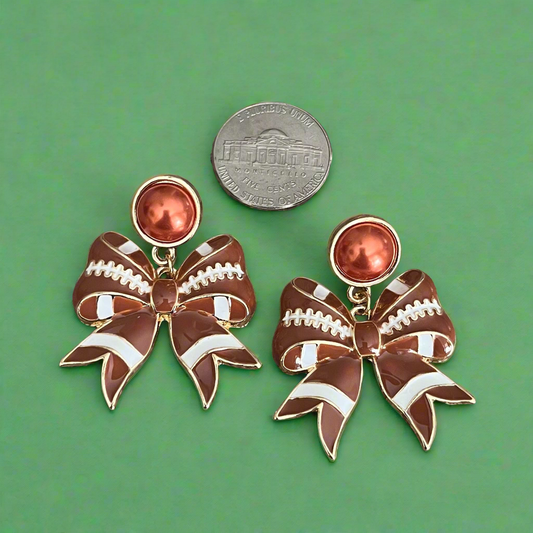 Pearly Football Bows Earrings