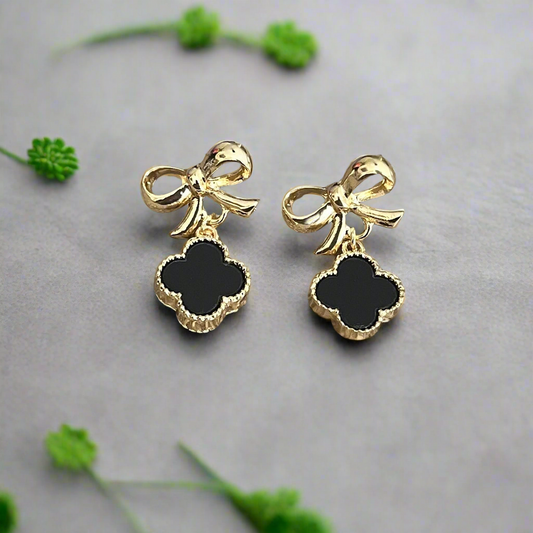 Ribbon & Clover Dangle Earrings