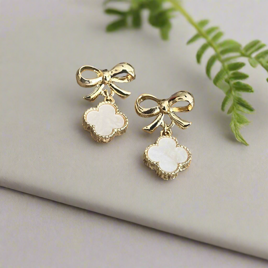Ribbon & Clover Dangle Earrings