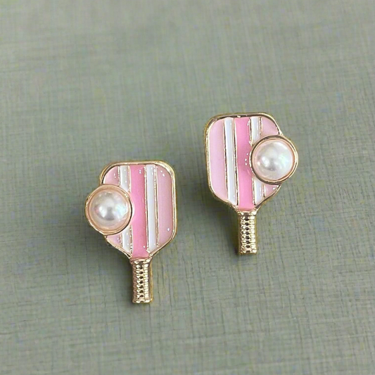 Pickleball Paddles & Pearls Earrings