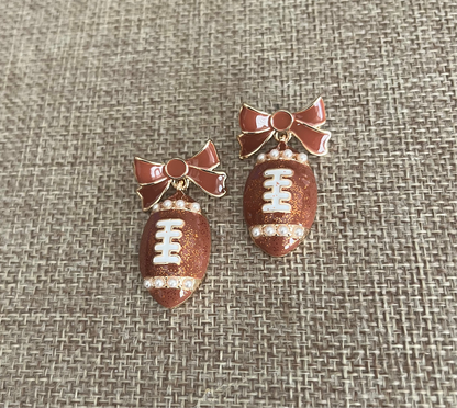 Footballs & Bows Earrings