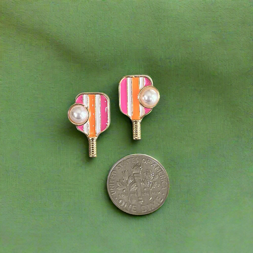 Pickleball Paddles & Pearls Earrings