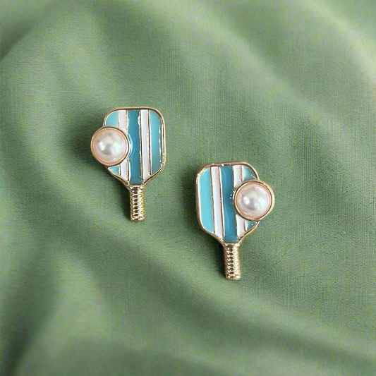 Pickleball Paddles & Pearls Earrings