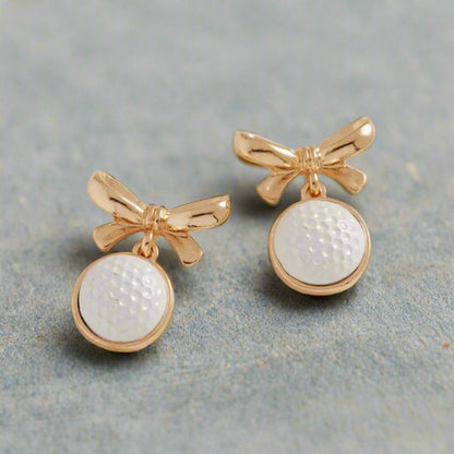 Golf & Gold Bows Earrings