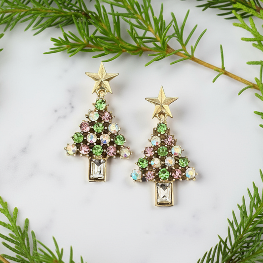 Blushing Baubles Christmas Tree Earrings