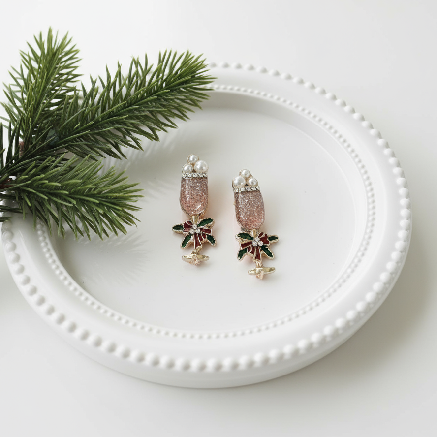 Pink Mistletoe Mimosa Earrings